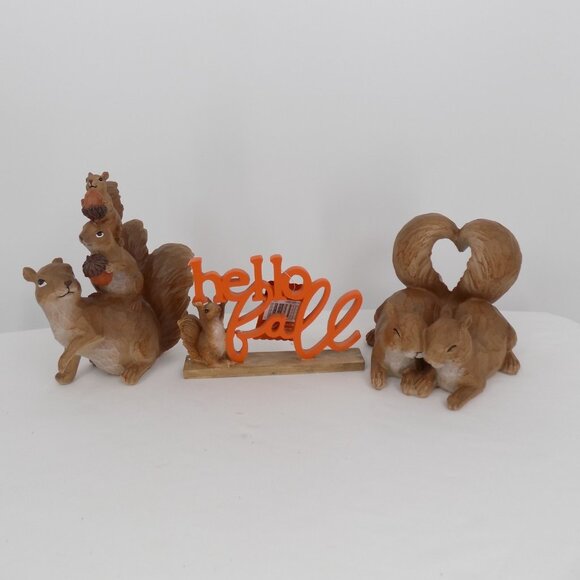 Ashland Other - Hello Fall 3 Piece Squirrel Acorn Heirloom Harvest Table Decor Set Ashland New